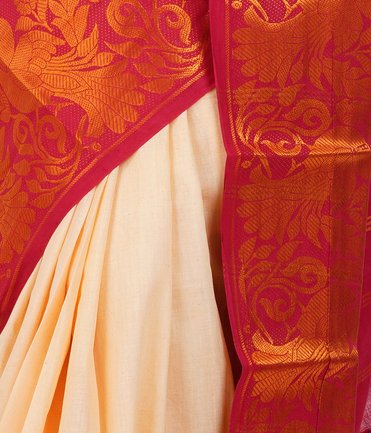 Elegant Cream Saree with Rich Red & Golden Border